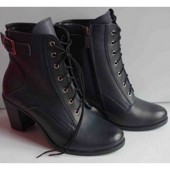 Skórzane szerokie botki tęgość G i H obcas 7.5 cm